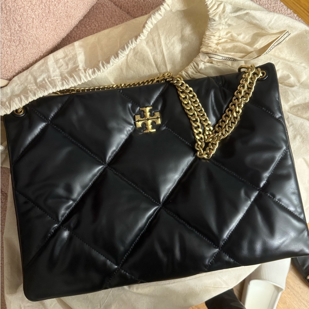 Tory Burch Black Quilted Bag with Gold Chain